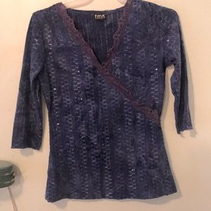 V neck top with sequins